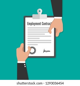 Employment contract paper document vector flat