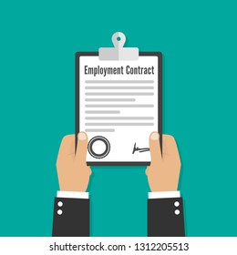 Employment contract paper document vector flat