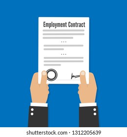 Employment contract paper document vector flat
