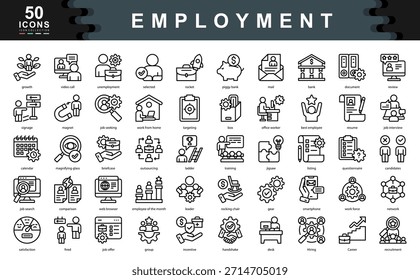 The Employment icon set captures essential elements of hiring, workforce dynamics, and job search. Ideal for recruitment platforms, career planning, and human resource development.