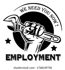 Employment icon. Template isolated on white background. 2D simple flat Style graphic design. Can be used for recruitment or any purposes. Vector EPS10 