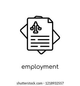 Employment Icon. Trendy Modern Flat Linear Vector Employment Icon On White Background From Thin Line Law And Justice Collection, Editable Outline Stroke Vector Illustration