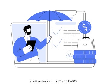 Employment insurance abstract concept vector illustration. Sickness benefits, income replacement, quarantined employee, submit application form, legal document, compensation abstract metaphor.