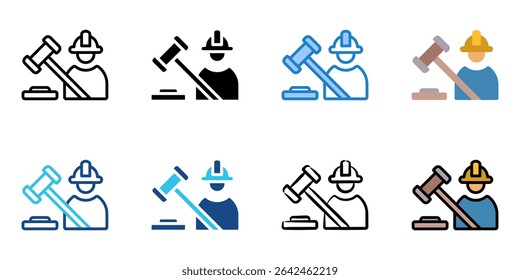 Employment law icon set multiple style collection 
