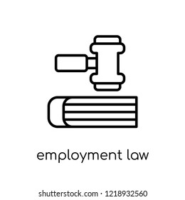 Employment Law Icon. Trendy Modern Flat Linear Vector Employment Law Icon On White Background From Thin Line Law And Justice Collection, Editable Outline Stroke Vector Illustration