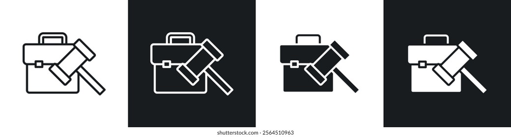 Employment law icons collection in black filled and line style.