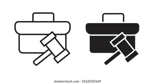 Employment law icons in flat and line style set.