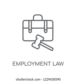 icono lineal de la ley de empleo. Concepto moderno del logo de la ley de empleo sobre los antecedentes blancos de la recopilación de leyes y justicia. Adecuado para aplicaciones web, aplicaciones móviles y medios impresos.