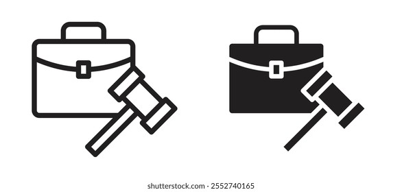 Conjunto de iconos de Vector de ley de empleo relleno negro y estilo delineado.