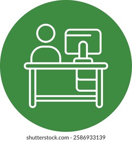 Employment Office Outline Circle Style Icon Design