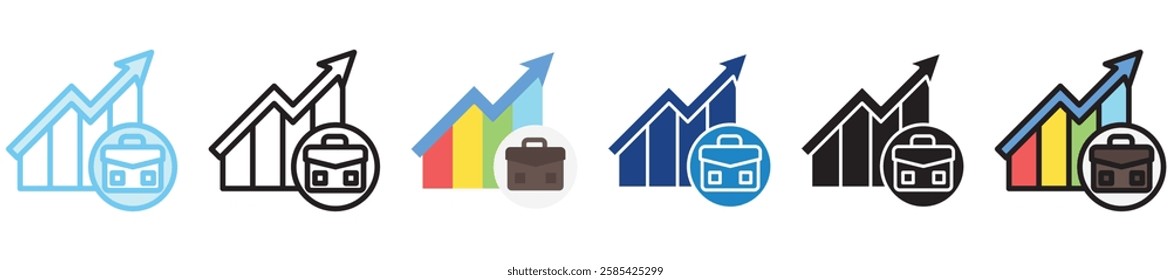 Employment Rate multi style, mini illustration icon. outline, flat, glyph, dual tone, line color, UI, UX kit, app and web development, digital or print. For finance, business, economy.
