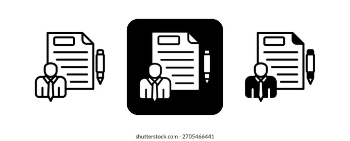 Employment Solid color and black line drawing vector illustration set