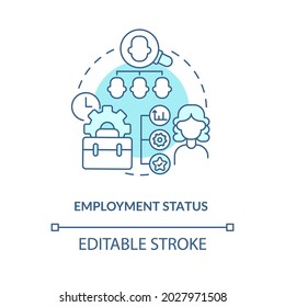 Employment status blue concept icon . Employer abstract idea thin line illustration. Work under contract. Employment entitlement and rights. Vector isolated outline color drawing. Editable stroke