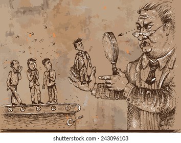 Employment. Vector illustration in vintage style