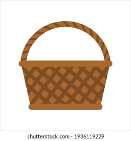 Emplear una canasta de mimbre con asa. Ilustración vectorial plana sobre fondo blanco.