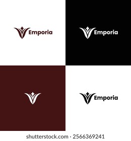 "Emporia - A Luxurious and Modern Logo Design with an Abstract Crown Symbol, Ideal for Premium Branding, Elegant Corporate Identities, and High-End Business Solutions"

