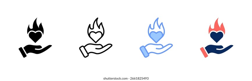 Empower Flame icon set multiple style collection