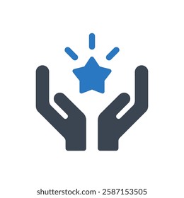 Empower Hands with Star Icon On White Background