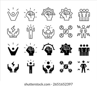 Empower Icono Conjunto de Vectores Ilustración