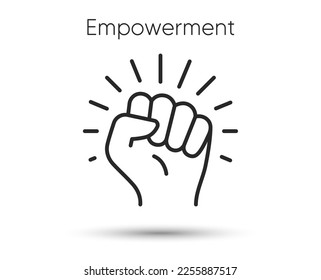 Empower line icon. Strong fist sign. Empowerment strength symbol. Illustration for web and mobile app. Line style discrimination protest icon. Editable stroke strength empower or protest power. Vector