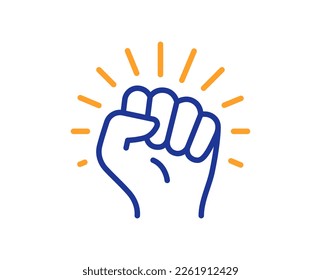 Empower line icon. Strong fist sign. Empowerment strength symbol. Colorful thin line outline concept. Linear style empower icon. Editable stroke. Vector