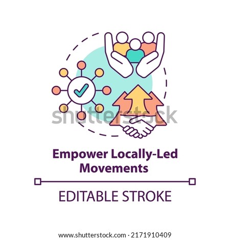 Empower locally led movements concept icon. LGBT movement. State support abstract idea thin line illustration. Isolated outline drawing. Editable stroke. Arial, Myriad Pro-Bold fonts used