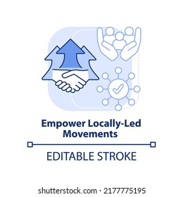 Empower locally led movements light blue concept icon. LGBT movement. State support abstract idea thin line illustration. Isolated outline drawing. Editable stroke. Arial, Myriad Pro-Bold fonts used