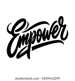 Empower text lettering vector black handwritten logo on white 