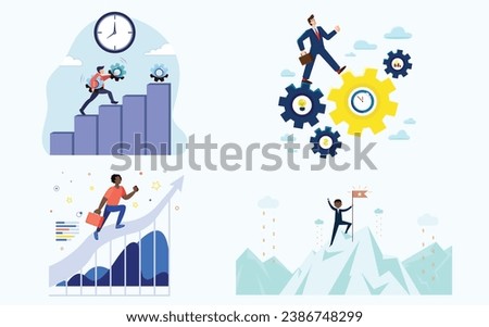 Empower your business visuals with this impactful vector set titled 'Business Success Plan Illustrations