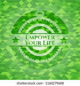 Empower Your Life green emblem with mosaic background