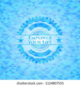 Empower Your Life light blue emblem with triangle mosaic background