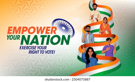 Empower Your Nation Voting Awareness Campaign Featuring Diverse Voters-Vector Design