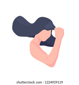 Empowered Woman Character With A Hand And Female Fist. Women Rights Vector Illustration Girl Power Concept Isolated On A White Background.