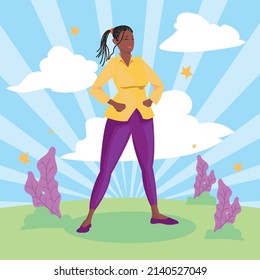 empowered woman poster over grass