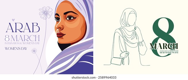 Empowering Arab Women – 2 Creative Designs for Saudi, Emirati and International Women's Day - Saudi and Emirati Women and arbic woman on March 8th - 8 march - march 8