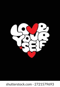 Eine kraftvolle, flache Vektorgrafik einer Person, die Selbstliebe umarmt und ein Herzsymbol aufweist, um geistiges Wohlbefinden und positives Selbstbild darzustellen.