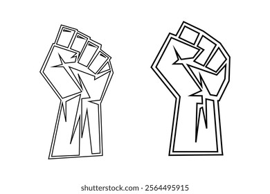 Empowering Raised Fist Power Revolution Sign Vector Designs for Activism, raised fist, power symbol, revolution sign, protest icon, solidarity gesture, activism symbol, social justice, strength symbol