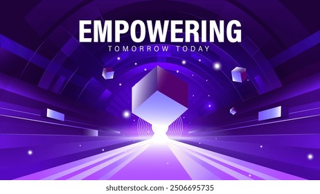 Empowering tommorrow and today tech background is perfect for tech events, conferences, and exhibitions. Abstract, futuristic design with innovation and progress in technology