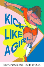 Empowering Vector Illustration Women’s World Cup - Kick Like a Girl