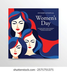 Empowering Women, Modern Vector Banner Celebrating International Women's Day with Diverse vibrant colors Silhouettes