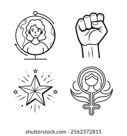 Empowering Women's Day Symbols Vector.