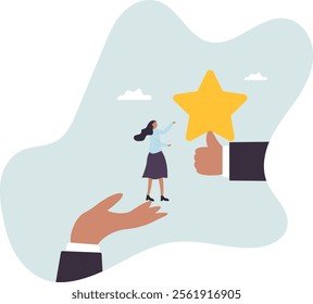 Empowerment or encouragement to help employee reach career success, woman leadership, support or help for work achievement,business concept.flat character.