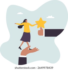 Empowerment or encouragement to help employee reach career success, woman leadership, support or help for work achievement,people concept.