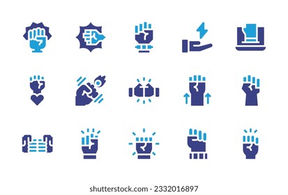 Empowerment icon set. Duotone color. Vector illustration. Containing superpower, fist, energy, speed, empowerment, hand, fight.