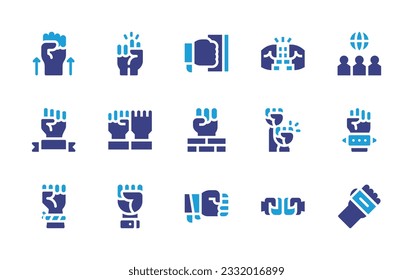 Empowerment icon set. Duotone color. Vector illustration. Containing empowerment, fist, punch, fists, equality, labour day, activism, success, fist bump, closed fist.