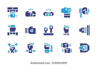 Empowerment icon set. Duotone color. Vector illustration. Containing punch, fist bump, friendship, fist, slave, movement, human rights, winner, slavery, freedom, fists.