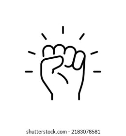 Empowerment icon. Simple outline style. Hand fist, empower, strength, courage, strong, power concept. Thin line vector illustration isolated on white background. EPS 10.