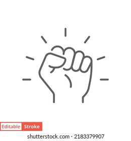 Empowerment icon. Simple outline style. Hand fist, empower, strength, courage, strong, power concept. Thin line vector illustration isolated on white background. Editable stroke EPS 10.