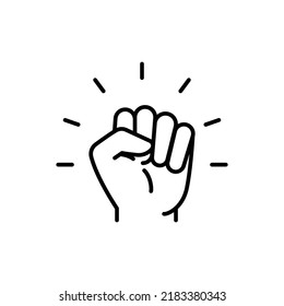 Empowerment icon. Simple outline style. Hand fist, empower, strength, courage, strong, power concept. Thin line vector illustration isolated on white background. EPS 10.