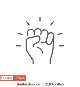 Empowerment icon. Simple outline style. Hand fist, empower, strength, courage, strong, power concept. Thin line vector illustration isolated on white background. Editable stroke EPS 10.